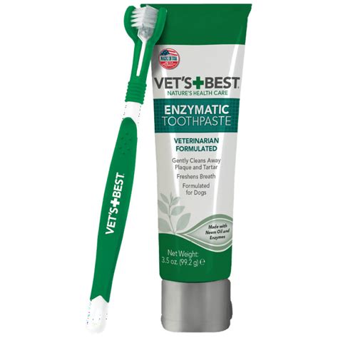 Vets Best Dog Toothbrush And Enzymatic Toothpaste Set Teeth Cleaning