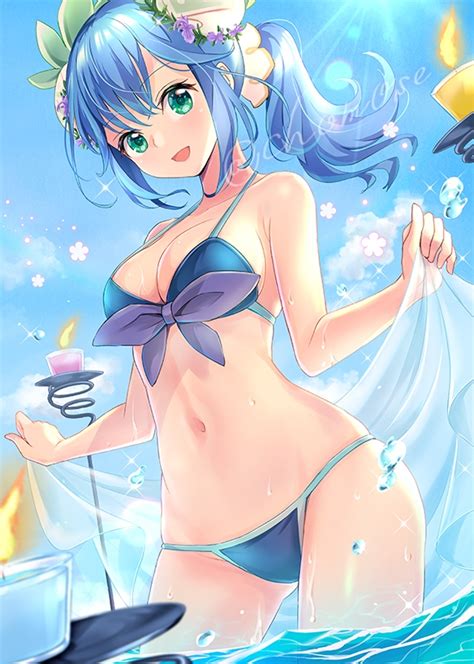 Chomose Aromage Rosemary Yu Gi Oh 1girl D Bikini Blue Bikini Blue Hair Blue Sky