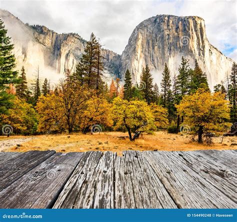 Yosemite Valley At Cloudy Autumn Morning Stock Photo Image Of