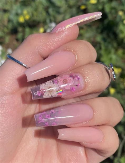 special flower acrylic coffin nails art designs for summer 2020 lily fashion style