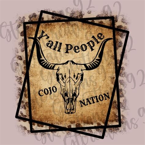 Yall People Cojo Nation Steer Bull Skull Distressed Cody Etsy