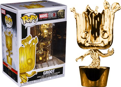 Marvel Studios The First Ten Years Dancing Groot Gold Chrome Funko