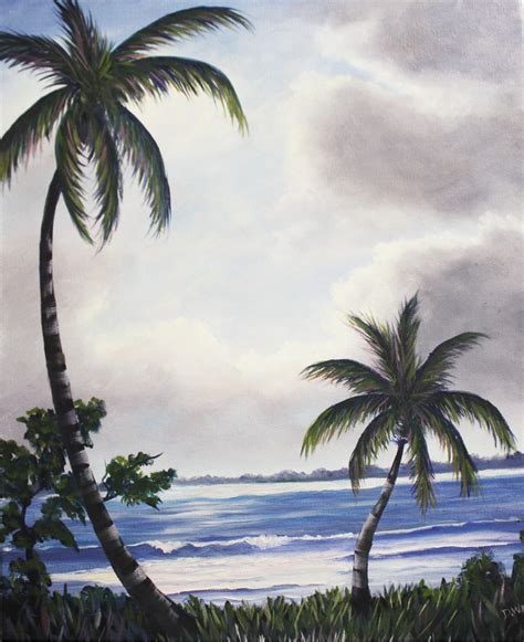 Seascape Artists International Florida Tropical Seascape Palm Trees