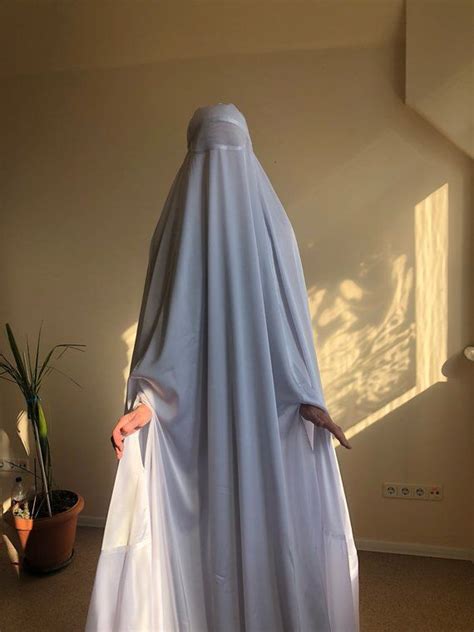 White Afghan Burqa Silk Khimar Cape Niqab Full Long Hijab Nikkah