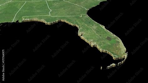 Video „florida State Usa Extruded On The Satellite Map Of North
