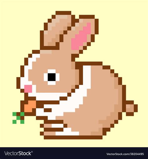 Pixel Rabbit Image For 8 Bit Game Assets Vector Image