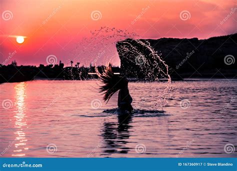 Water Hair Flip Sunset Stock Image Image Of Dusk Pretty 167360917