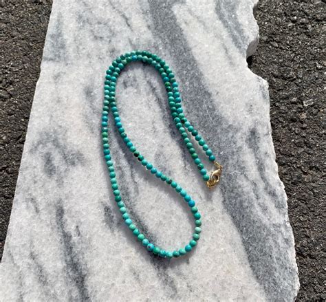 Mens Mm Turquoise Beaded Necklace Mens Collection Etsy