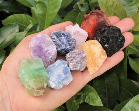Natural Raw Crystals Calcites Gemstones Rocks Bulk 9 Piece Starter