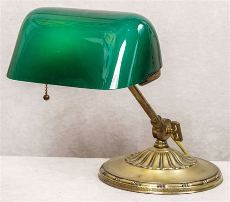 Bankers Lamp With Green Cased Glass Shade At 1stdibs