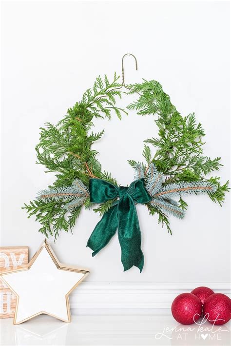 Diy Wire Hanger Evergreen Christmas Wreath Jenna Kate At Home