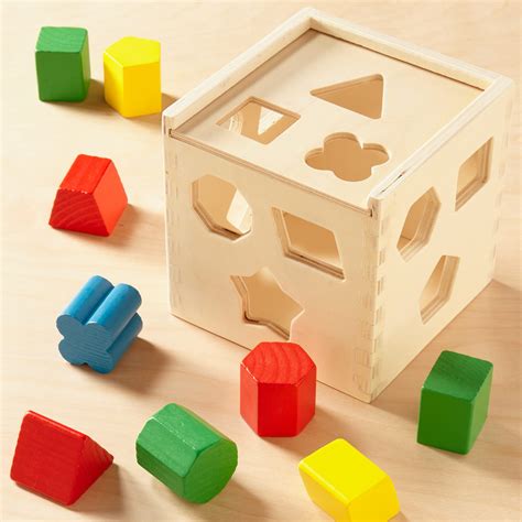 Melissa And Doug Shape Sorting Cube Classic Wooden Toy With 12 Shapes