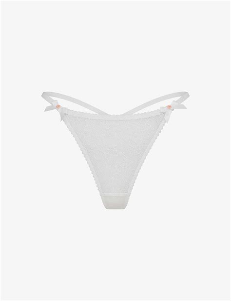 Agent Provocateur Lorna Mid Rise Lace Thong In White Lyst