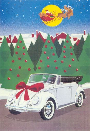 Volkswagen Convertible Christmas Card Greeting Inside Oh