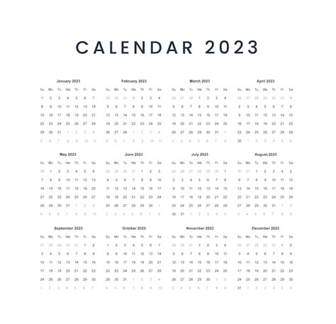 Design De Modelo De Vetor De Calendário 2023 Calendário De Ano Novo