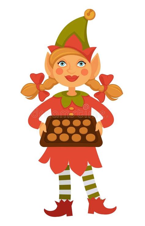Cartoon Christmas Elf Cookies Stock Vector Illustration Of Holiday