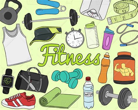Fitness Clipart Vector Pack Gym Clipart Workout Clipart Etsy Canada