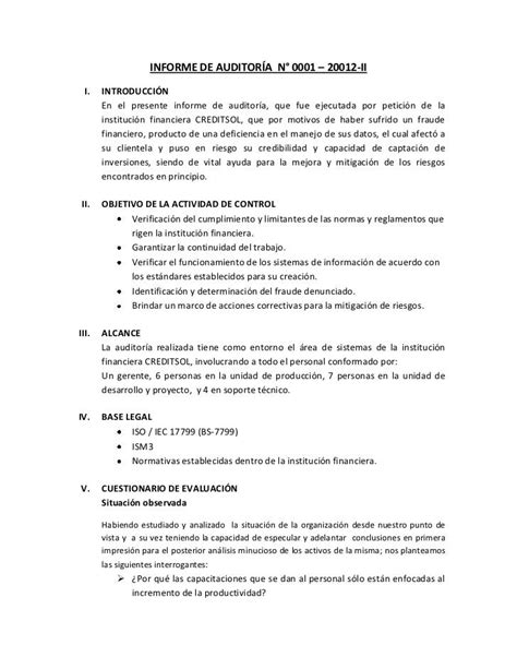 Ejemplo De Informe De Auditoria Administrativa En Mexico Ejemplo