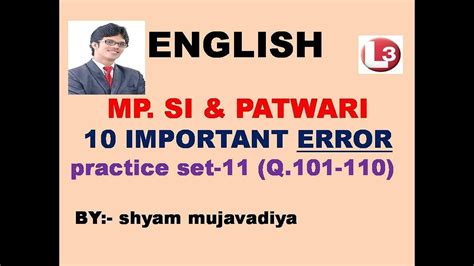 English Grammar For Mp Si And Patwari Set 11 Youtube