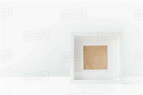 Close Up View Of Empty White Photo Frame On White Stock Photo Dissolve