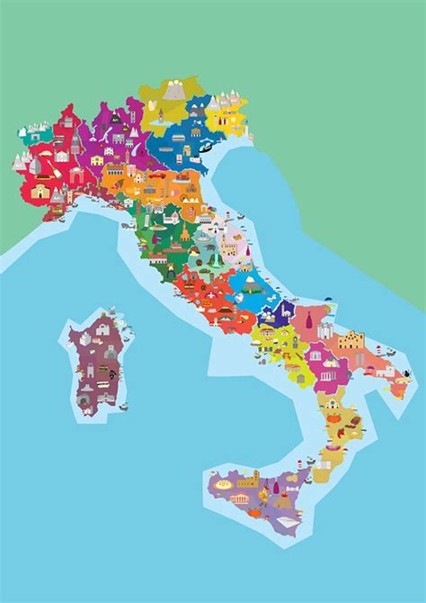 Map Of Italy On Behance Cartografia Italia Monumenti