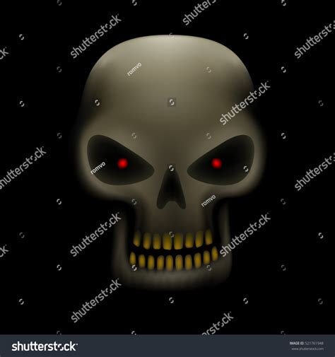 Realistic Illustration Human Skull Red Eyes Stock Illustration 521761948