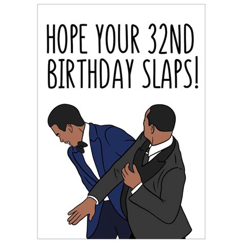 Funny 32nd Birthday Card Will Smith Slaps Chris Rock 32nd Etsy