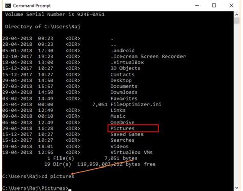 This will give you a hint as to which directory to navigate to next. How to change directory in CMD on Windows 10 via Command line