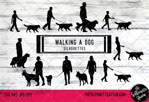 Walking A Dog Silhouette Vectors By The Silhouette Queen