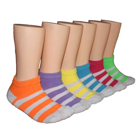 480 Wholesale Girls White Sripe Low Cut Ankle Socks Size 6 8 At