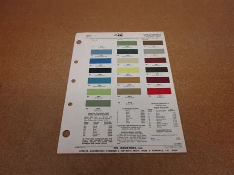 1974 Oldsmobile 98 88 Cutlass Toronado Paint Color Chip Chart Sheet 7