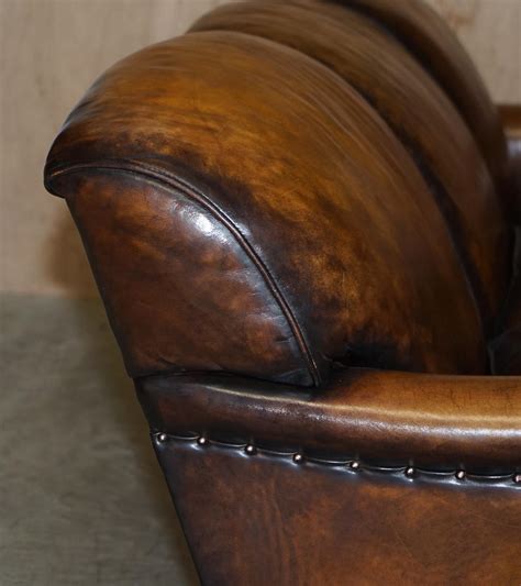 Stunning Vintage Fully Restored Hand Dyed Brown Leather Howards And Son