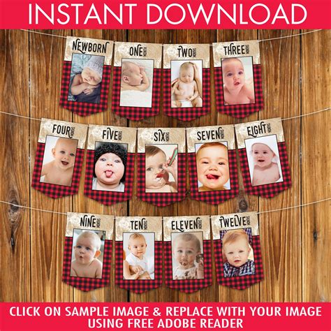 Lumberjack First Year Photo Banner 12 Month Photo Banner Etsy