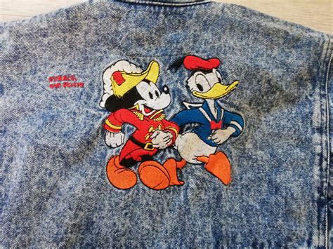 Vintage Jeans Jacket Walt Disney Donald Duck Mickey Denim Blue Etsy