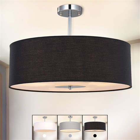 Ceiling Light Spakrsor Modern Fabric Pendant Light Shade Large Black Drum Lampshade Round