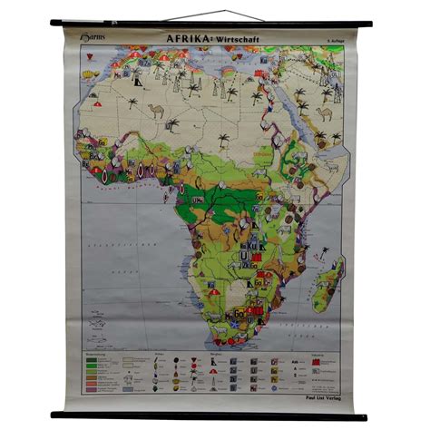 Vintage School Map Rollable Wall Chart Africa Print Economy For Sale At