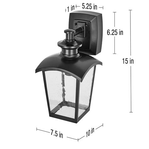 Hampton bay cast exterior lantern sconce with gfci black md. Home Luminaire 31703 Spence 1-Light Outdoor Wall Lantern with Seeded Glass and Built-in GFCI ...