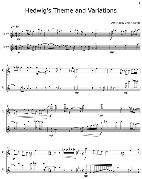 Hedwigs Theme And Variations Sheet Music For Flute