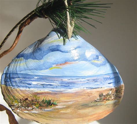 Holiday Art Hand Painted Seashell Ornament By Seashellave