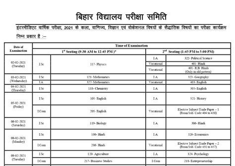 It has also included french, german, arabic, sanskrit earlier, union education minister dr ramesh pokhriyal 'nishank' has announced the cbse board exam dates 2021 for both classes 10th and 12th in february. Bihar Board 12th Date Sheet 2021- BSEB Inter Time Table ...