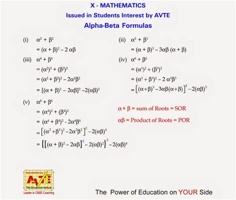 Alpha Beta Formulas For Maths