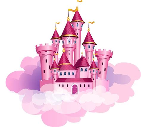 Vector Pink Princess Magic Castle Wall Mural Style Themed Premium