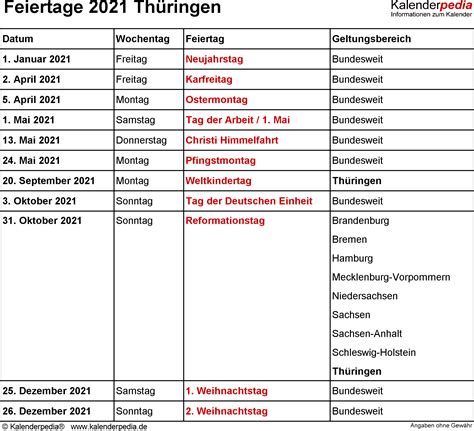 Ferien 2021 thüringen im kalender ferien 2021 thüringen in übersicht ferienkalender 2021 thüringen als pdf oder excel Feiertage Thüringen 2020, 2021 & 2022 (mit Druckvorlagen)