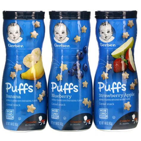Gerber Puffs Cereal Snacks 8months Blueberry Banana Strawberry