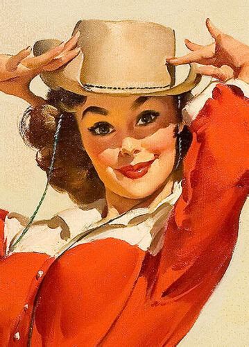 1950s Elvgren Pin Up Girl Poster Something New Western Cowgirl