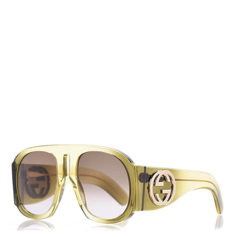 Gucci Oversized Aviator Sunglasses Gg0152s Yellow 343332 Fashionphile