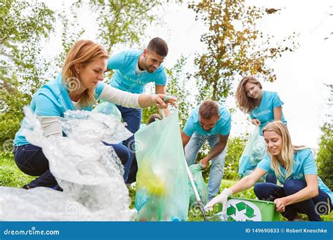 Group Of Environmentalists Collects Waste Stock Image Image Of Action