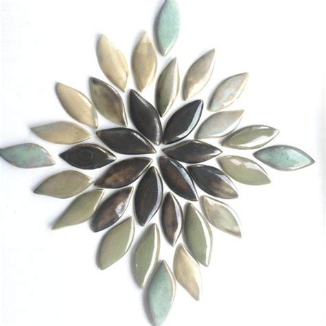 Botany Sample Leaf Shaped Porcelain Mosaic Tile Sheets Nature