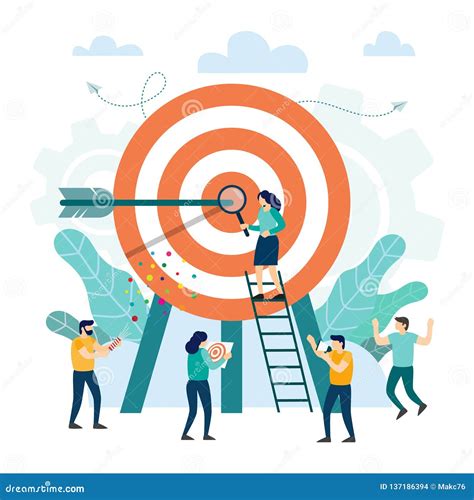 Goal Achievement Target With An Arrow Hit The Target Stock Vector