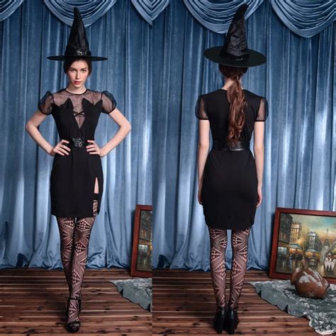 2017 Sexy Black Witch Costume Fashion Fancy Dress Adult Halloween